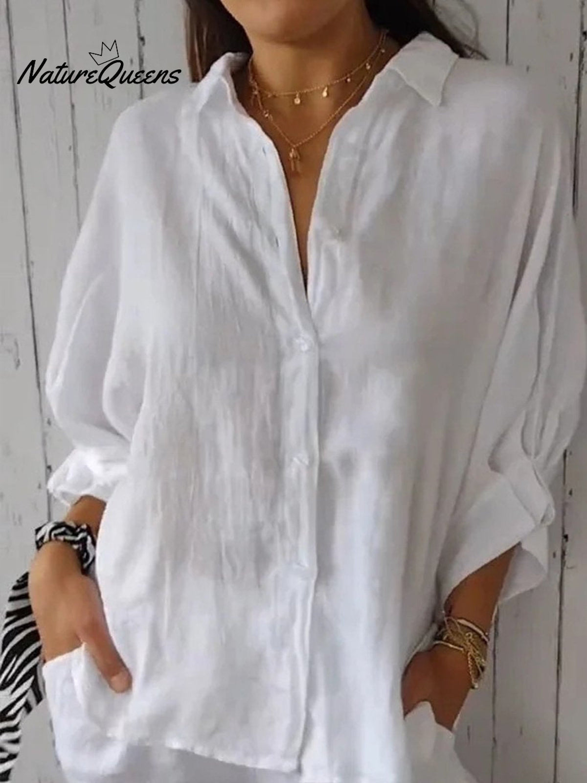 Women'sCotton & LinenCasual Tie-backShirt