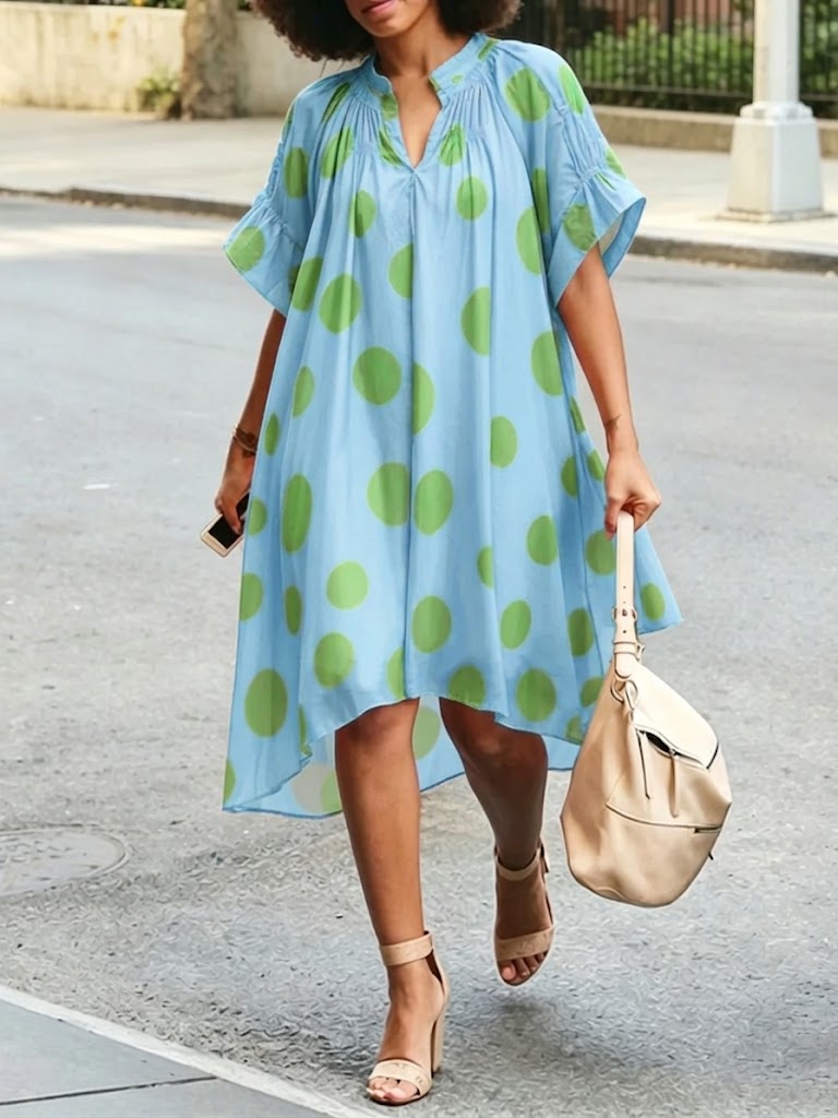Loose And Comfortable Polka-dot Dress