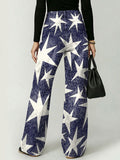 Explosive Star Decorative Pattern Women's Casual Cotton Denim Pants