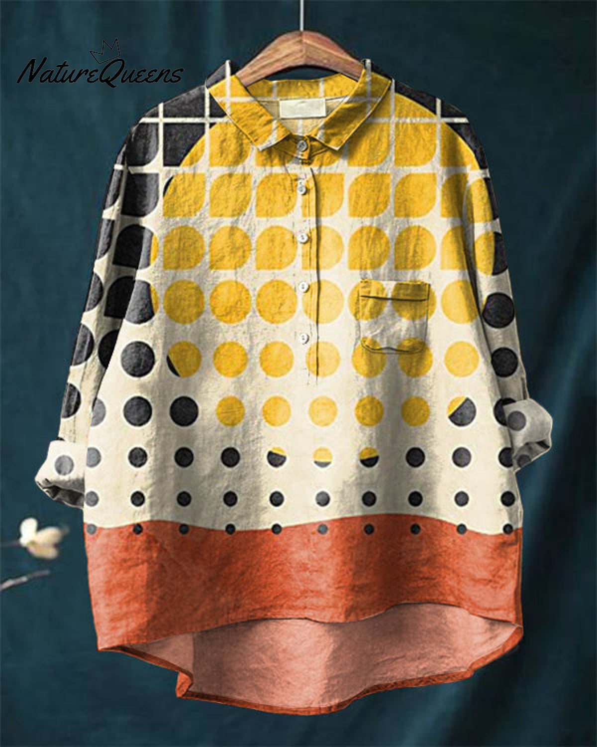 Bohemian Color Block Abstract Art Cotton and Linen Shirt