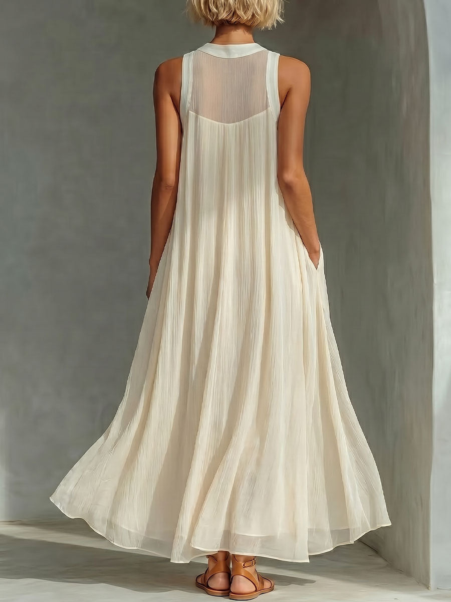 Women's Comfortable Round-neck Sleeveless Chiffon Dress