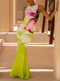 Stylish Printed Slim-fit Maxi Dress