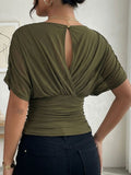 Women's V-neck Cap-sleeve Waist-defining Top