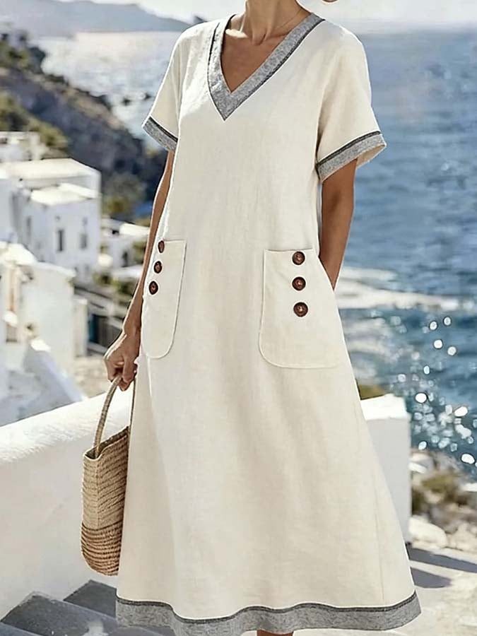 Women'S Casual Color-Block Patchwork Dress