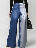 Women's Retro Art Print Casual Stylish Hollow Denim Pants
