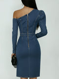 Casual Off-the-shoulder Denim Dress