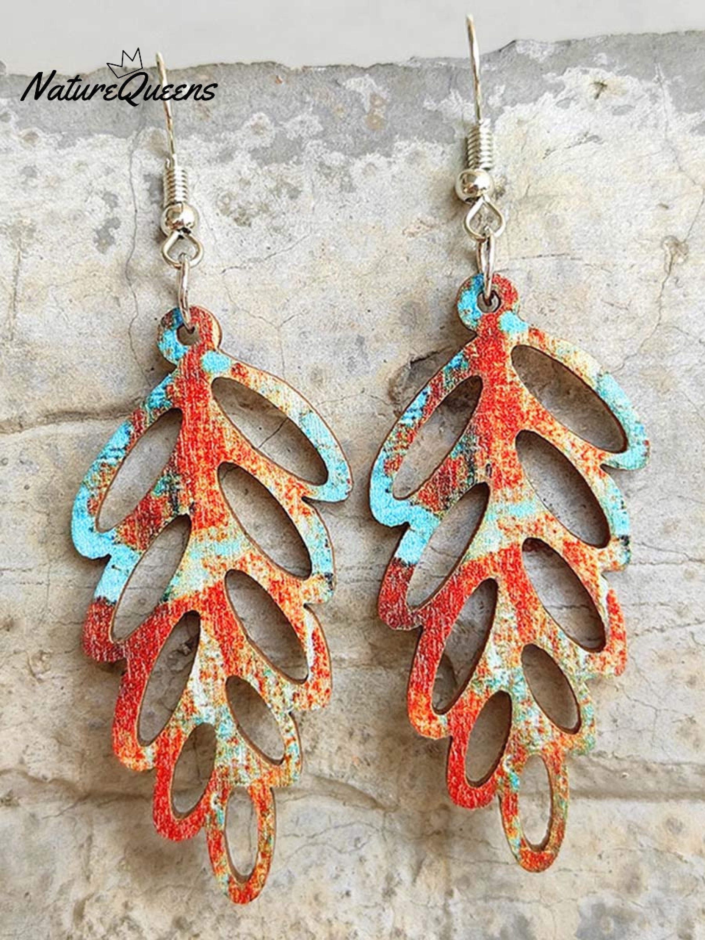 Vintage Colorful Bohemian Wood Earrings