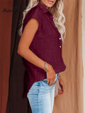 Women's Solid Color Casual Comfortable Short Sleeve Shirts