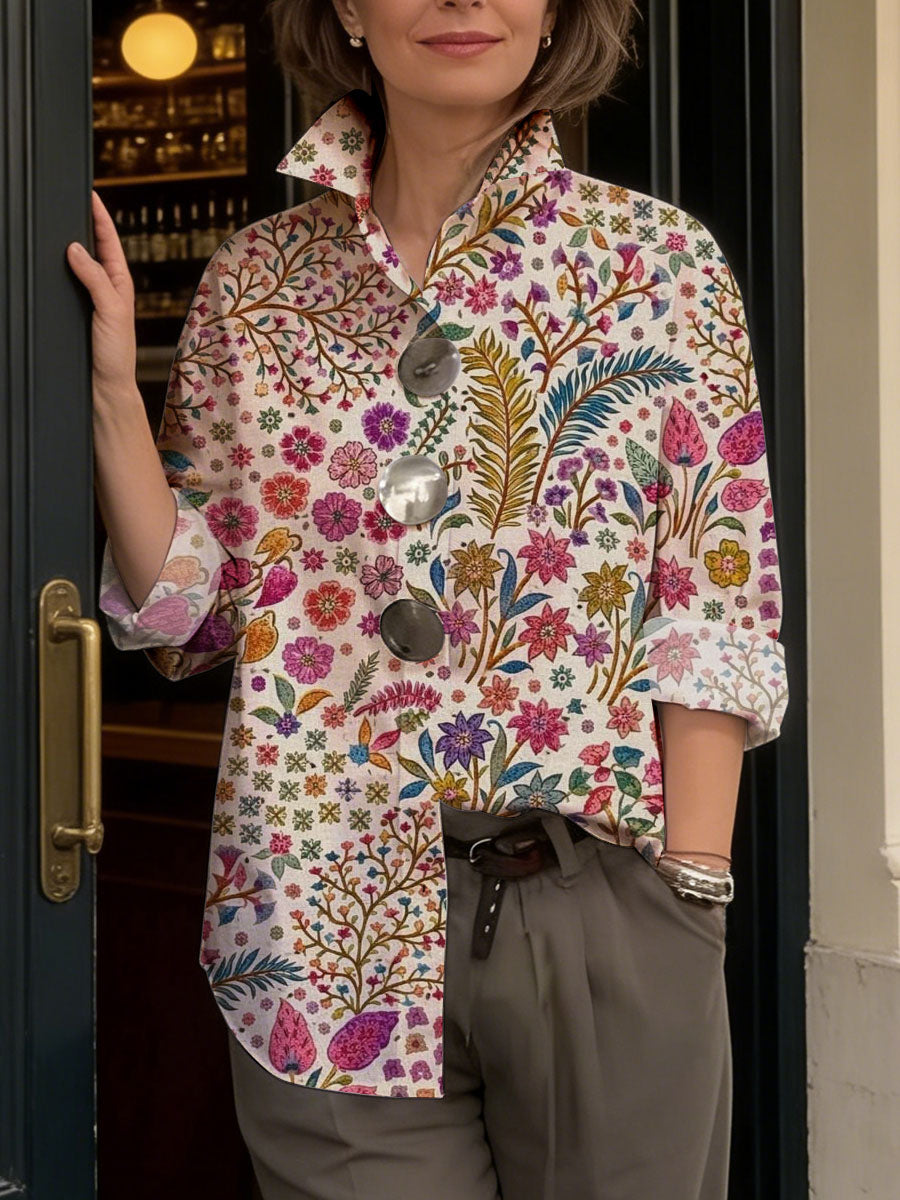 Women's Retro Flowers Casual Shirt
