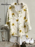Women'sSunflowerArtPrint CasualShirt