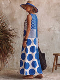 Artistic Polka Dot & Stripe Cotton-linen Dress