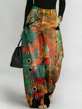 Women's Vintage Print Casual Fashion Cutout Jeans
