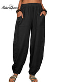 Casual Plain Loose Cotton Harem Pants