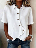 Women's Casual Solid-Color Asymmetrical Shirt