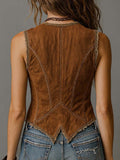 Women's V-neck Sleeveless Casual Loose-fit Vest Top