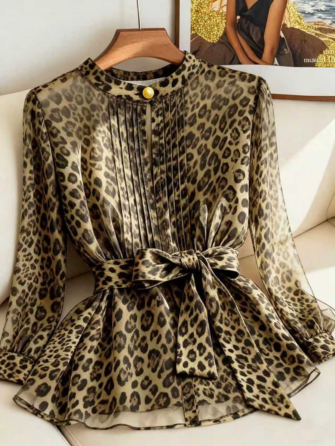 Stylish Leopard Print Chiffon Shirt