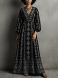 Women's Bohemian-print Casual V-neck Maxi Dress