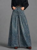 Retro Paisley-print Wide-leg Jeans