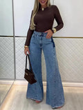 Stylish Light Blue High-Waisted Flared Jeans for a Chic Look