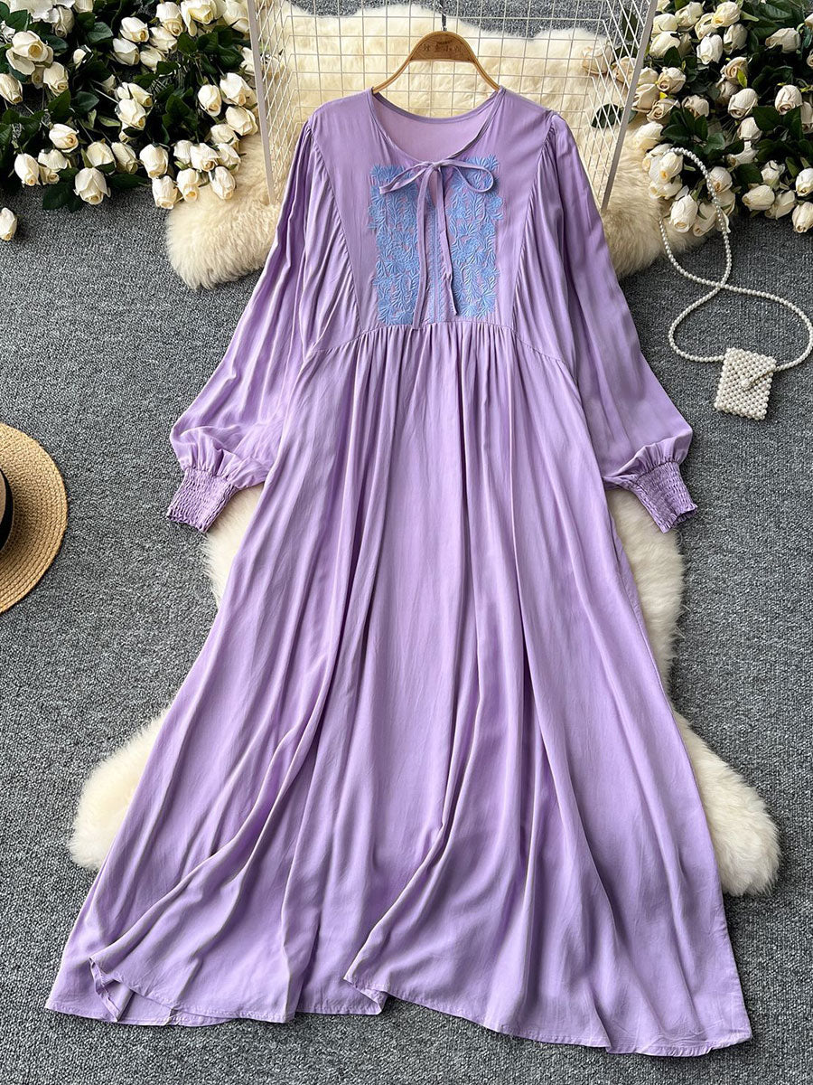 Women's Loose-fit Vacation-style Embroidered Dress