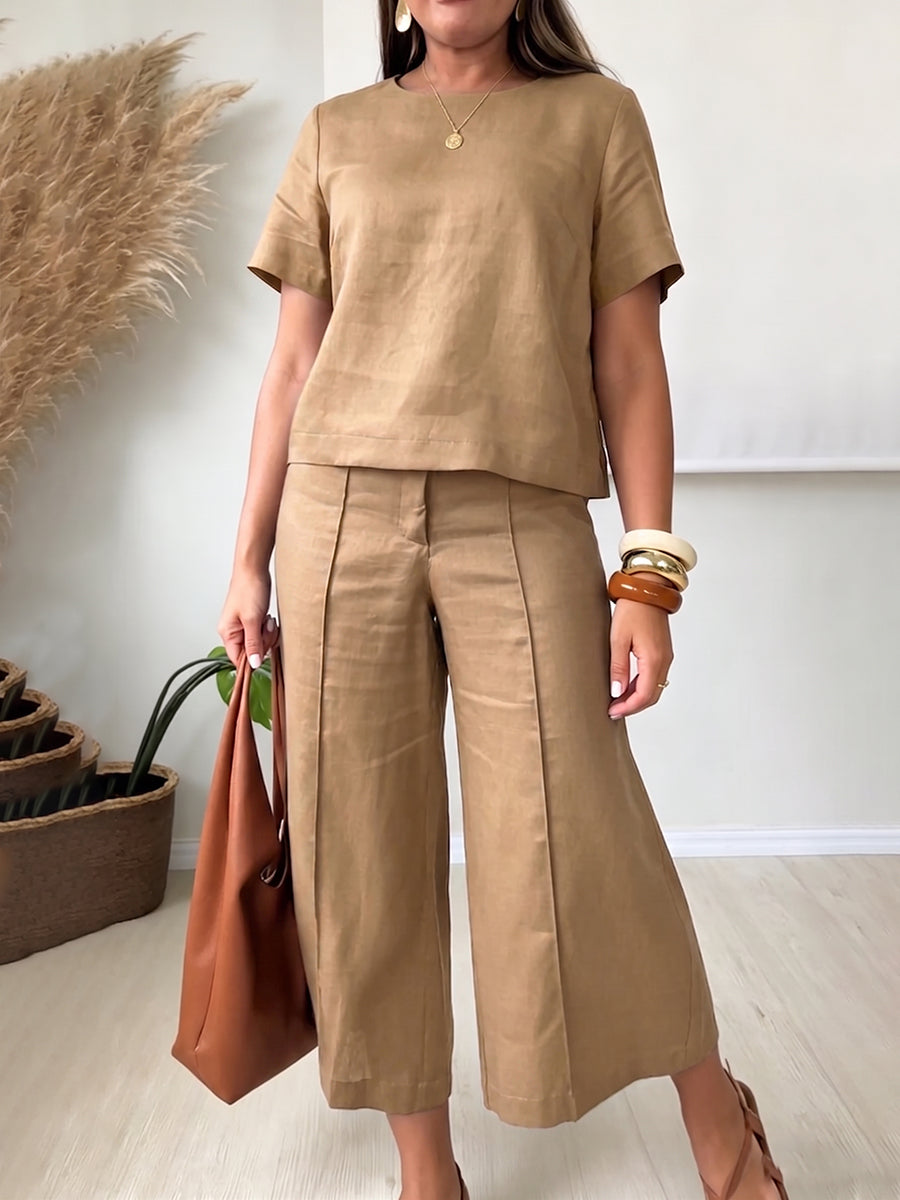 Minimalist & Cozy Cotton-linen Two-piece Set