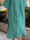 Women's Ruffled Cotton-linen Maxi Dress