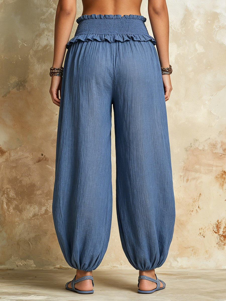 Women's Comfortable Art Casual Elastic Waist Stylish Cotton Linen Pants