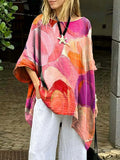 Women's Floral Art Print Casual Cotton Long Shirt