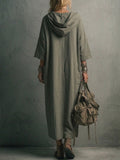 Loose And Cozy Linen-cotton Hooded Dress