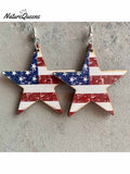 Independence Day Wooden Western Earrings