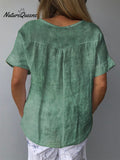 Women's Floral Art Print Casual Cotton And Linen Shirt