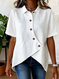 Women'S Casual Solid Color Irregular Shirt