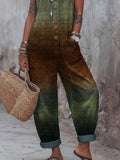 Women's Vintage Art Print Casual Jumpsuit