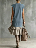 Women's V-neck Sleeveless Paneled Dress
