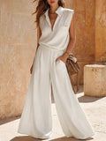 Women's Casual Vacation Minimalist Style Cotton And Linen Set