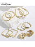 Geometric Metal Shape Plain Hoop Earrings