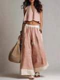Women's Sleeveless Loose-fit Casual Top And Wide-leg Pants Set