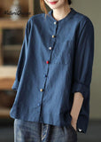 Modern White Loose Patchwork Pockets Fall Long Sleeve Blouse Top